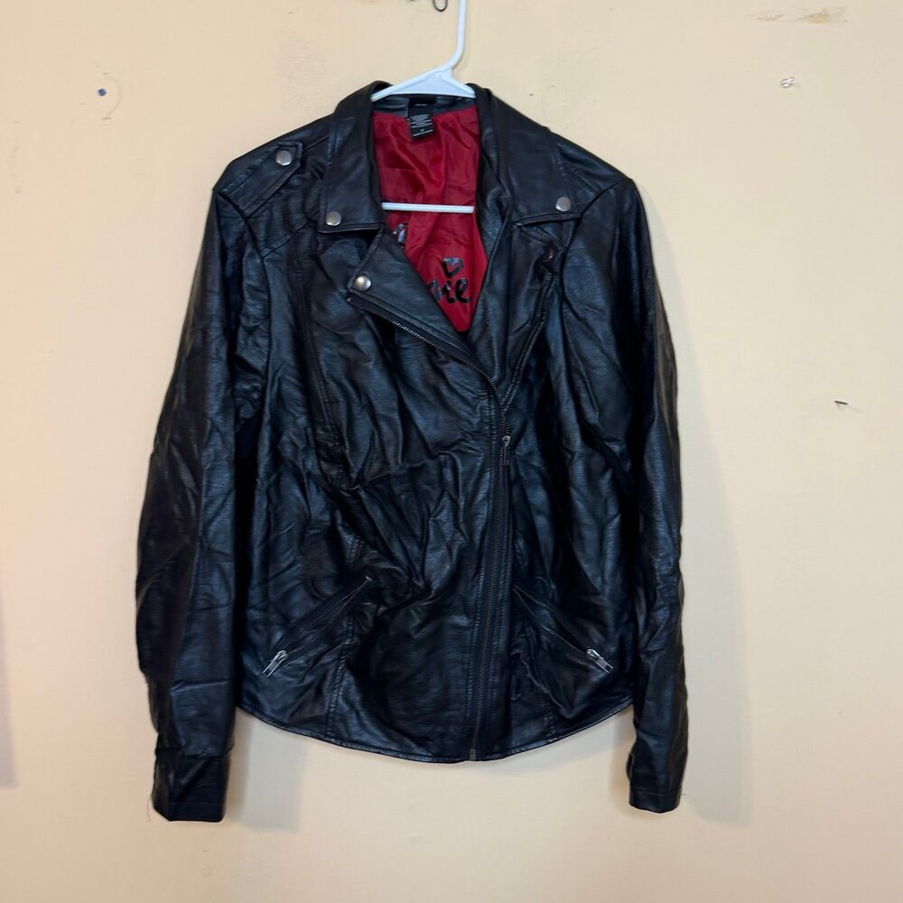 Torrid Disney Minnie Mouse Faux Leather Moto Jacket Women’s Size 2 (18-20) - Picture 3 of 6